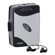 JENSEN Portable Stereo Cassette Player with AM/FM Radio and Earbuds, SCR-75 Silver/Black, SCR-75-SB