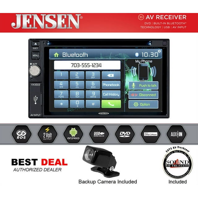 JENSEN VX3022 6.2" touchscreen DVD/CD receiver with AM/FM tuner and