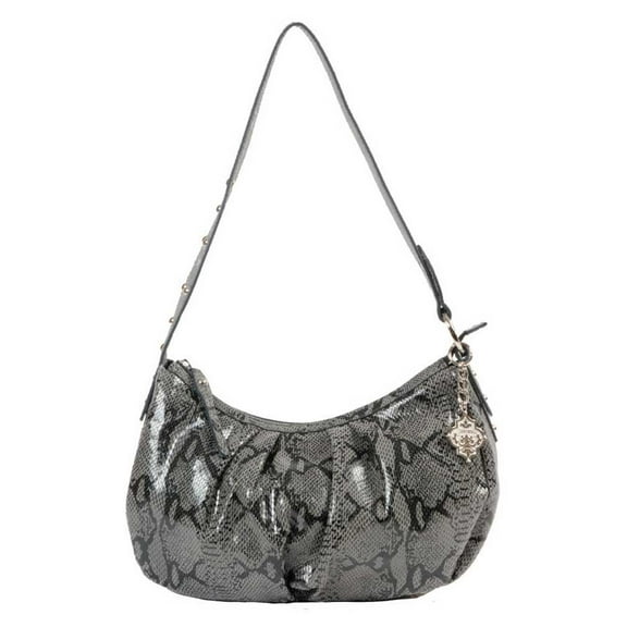 JENTOU Women's Liz Python Print Genuine Leather Shoulder Purse JT8348-GRYBLK
