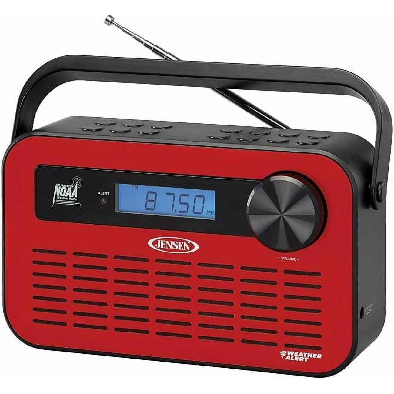 JEP Digital AM &amp; FM Weather Radio with Weather Alert, Red - Walmart.com