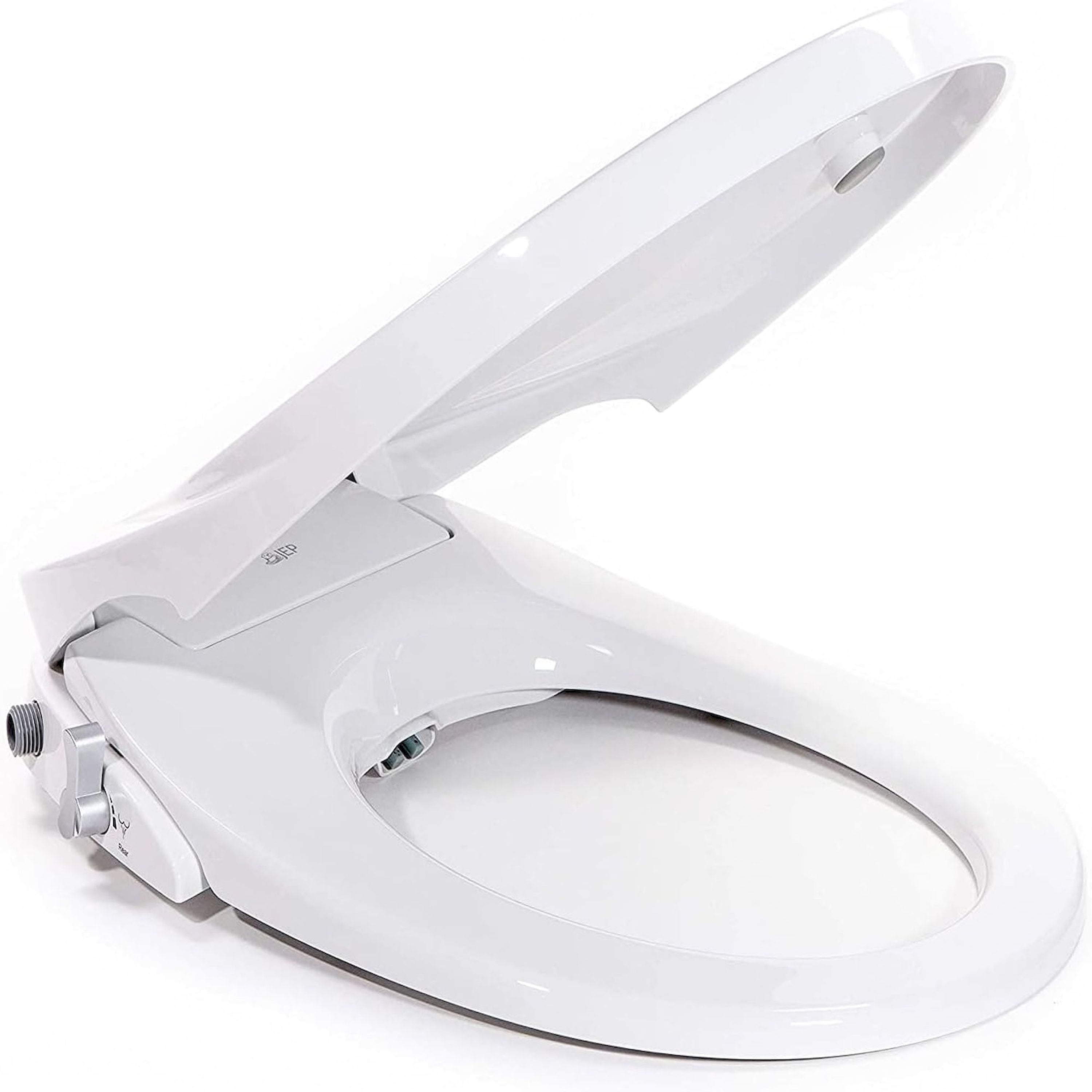 JEP101V Dual Nozzle Manual Bidet Toilet Seat for Round Toilets with Soft Close Seat and Cover | Bidet Seat for Rear & Feminine Cleaning, Easy to Install, Convenient, and Power Free