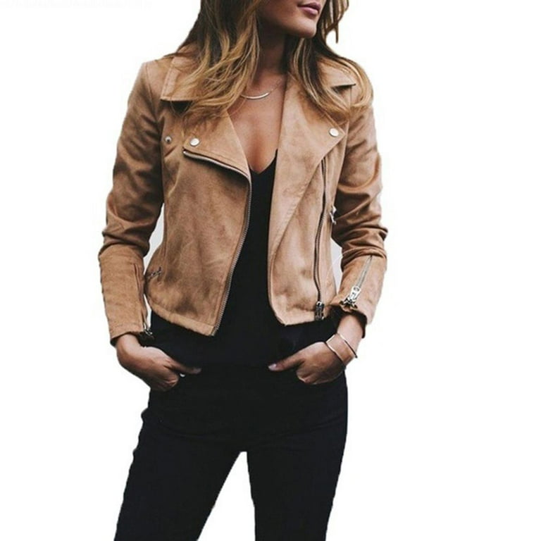 Woolen Zipper Short Jacket Diagonal Zipper T-shirt Jacket Leather