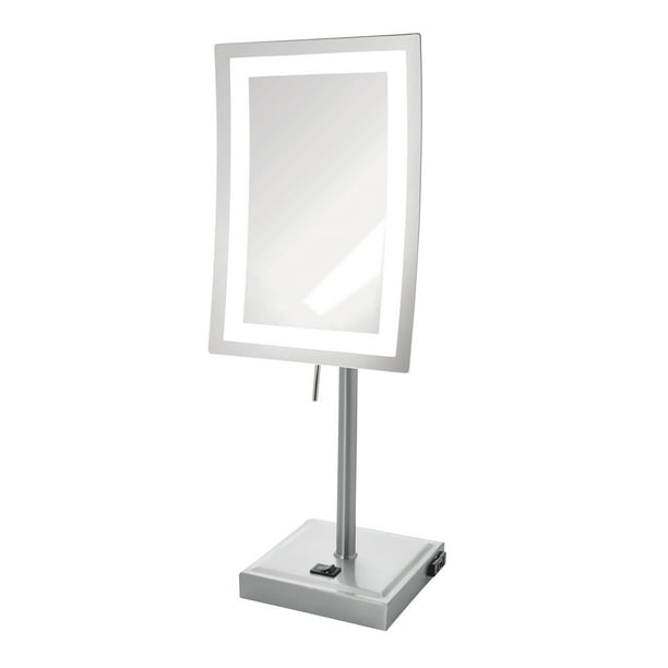 JERDON LED Lighted Tabletop Makeup Mirror Lighted Rectangular Mirror