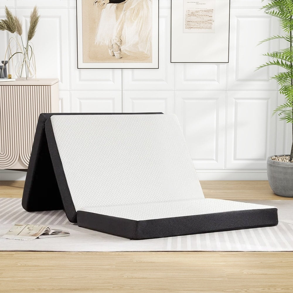 Twin XL Black and White Tri-Fold Memory Foam Mattress