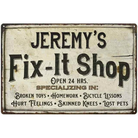 JEREMY'S Fix-It Shop Sign Grandpa Dad Wall Décor Gift 12x18 Metal 112180006079
