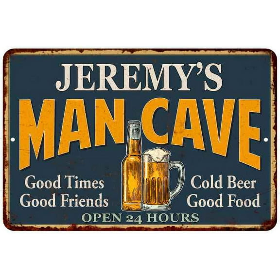 JEREMY'S Man Cave Metal Sign Green Gift 8x12 208120012079