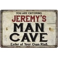 thumbnail image 1 of JEREMY'S Man Cave Sign Rustic Garage Decor Gift 12x18 Metal 112180035079, 1 of 1