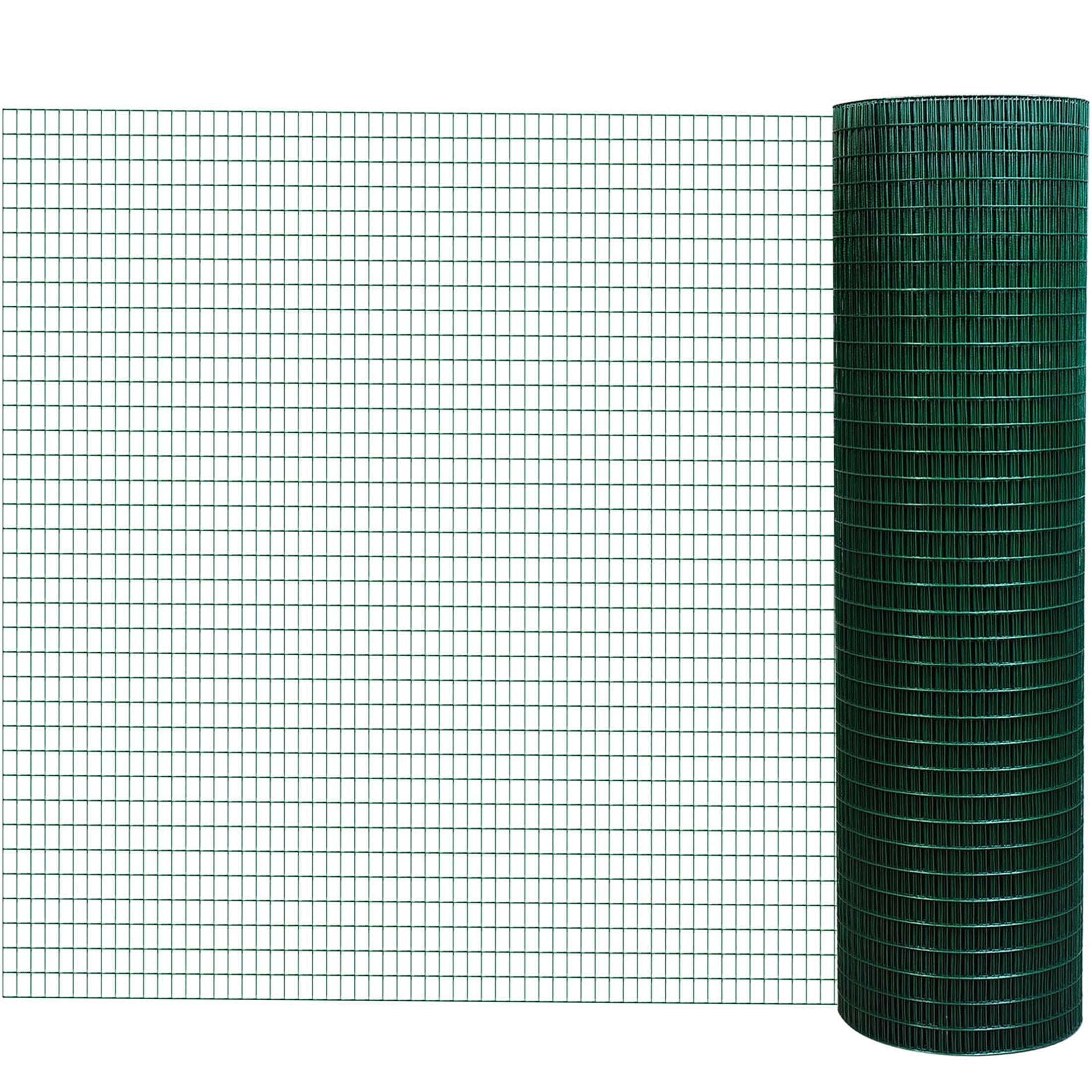 JERFIT 1/2 Inch x 1 Inch Hardware Cloth Roll, 98' L x 35.5" H PVC Coated Green Wire Mesh Fencing for Chicken Coop, Garden Bed, Rabbit Cage, Animal Enclosure & Plant Protection