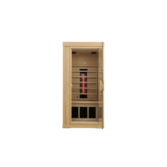 JERFIT 1-Person Hemlock Wood Infrared Home Sauna, Low EMF FAR Therapy for Detox, Weight Loss, Pain Relief