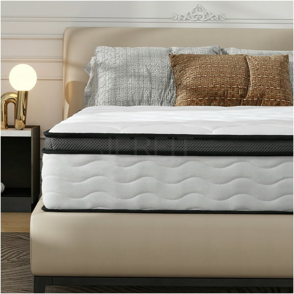 JERFIT 10 Inch Hybrid Queen Mattress in a Box, Medium Firm Support, Pocket Coils Memory Foam, Cooling Bamboo Cover, CertiPUR-US OEKO-TEX Certified