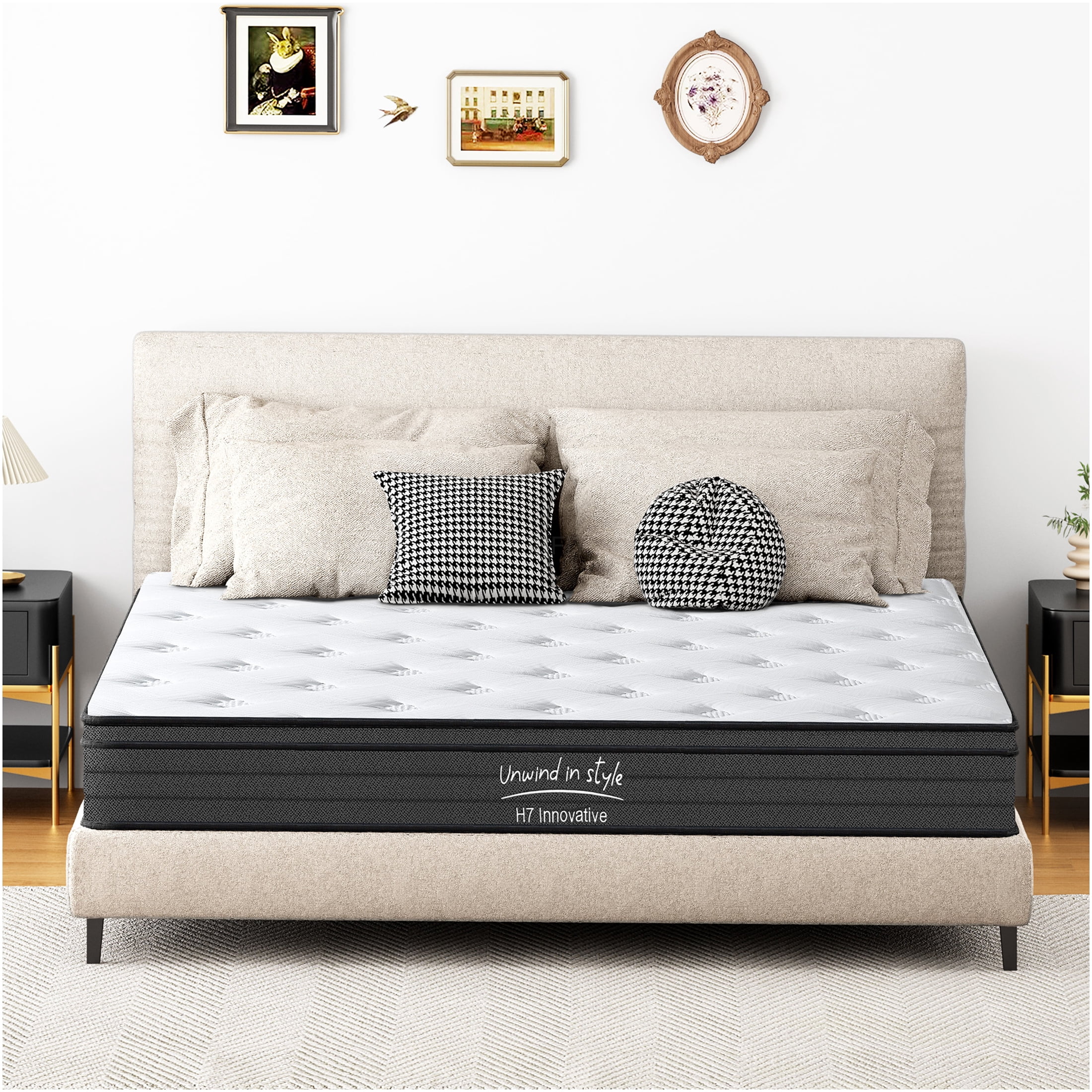 JERFIT 10 Inch King Hybrid Mattress, Medium Firm Feel, Gel Memory Foam Pocketed Innerspring for Support, Cooling, Pressure Relief, CertiPUR-US Certified, Bed-in-a-Box