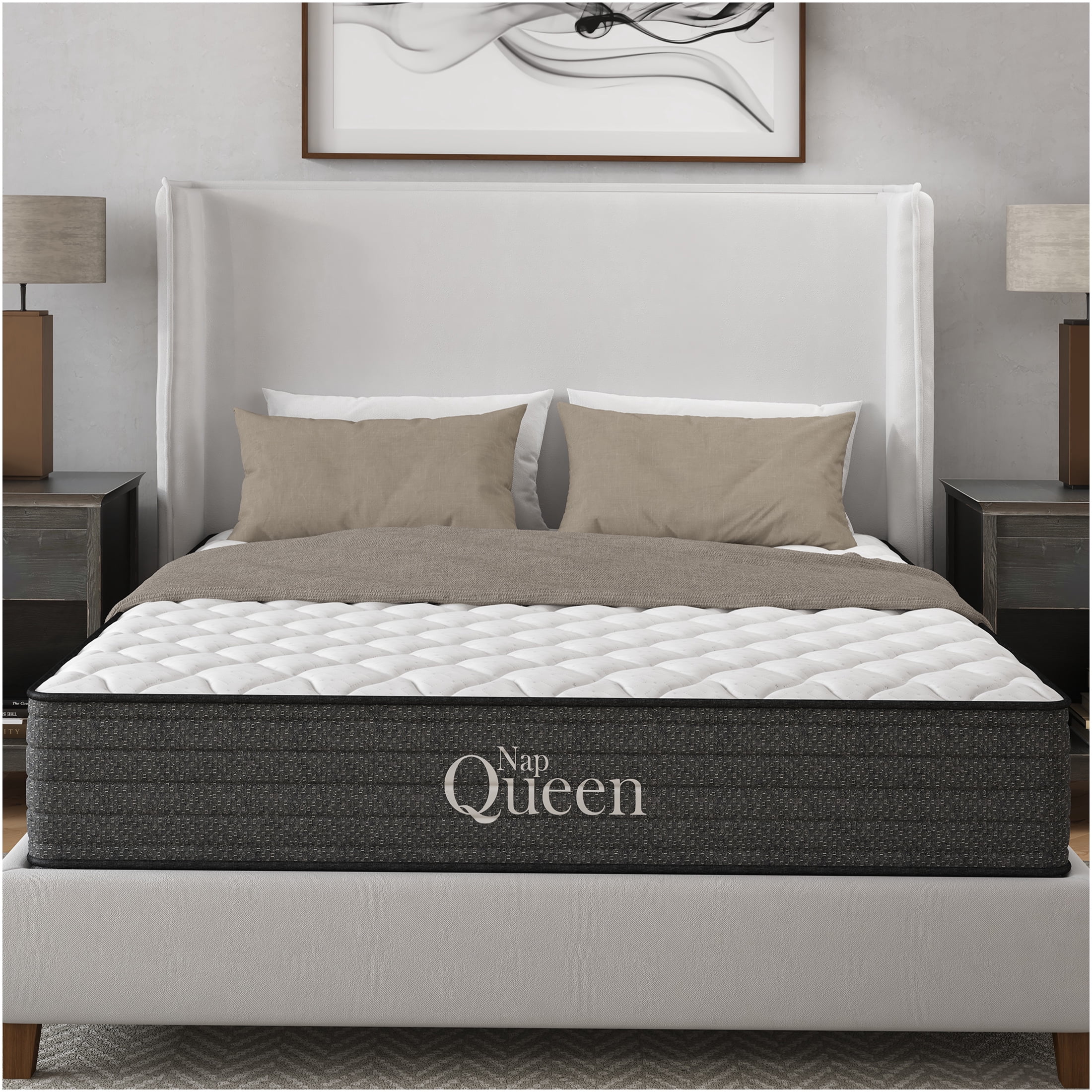 JERFIT 10 Inch King Size Hybrid Mattress, Gel Infused Memory Foam Pocket Springs for Cool Sleep Support, CertiPUR-US Certified, Grey