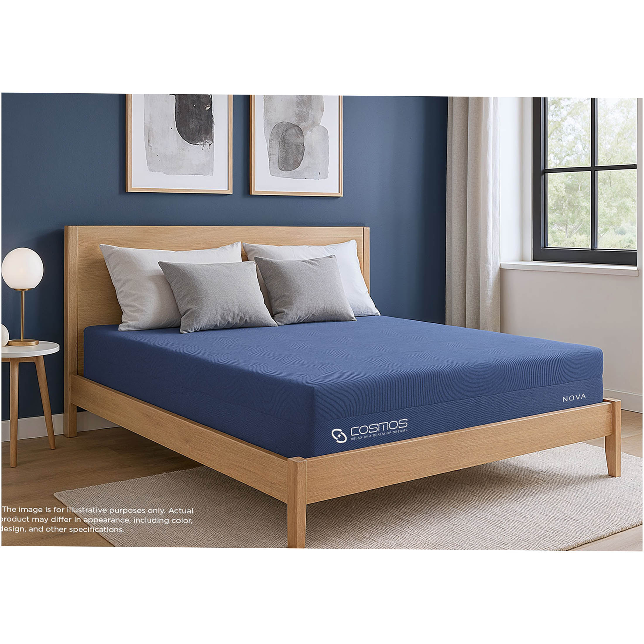 JERFIT 10 Inch King Size Mattress, Memory Foam Bed Mattress in a Box with Soft Fabric Cover, Medium Firm Support, CertiPUR-US Certified, Blue-Grey