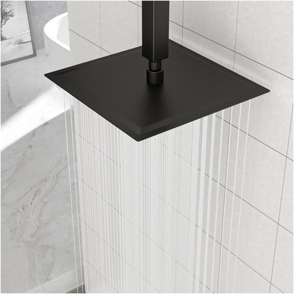 JERFIT 10 Inch Square Rainfall Shower Head Matte Black, 304 Stainless Steel Wall Mount or Ceiling Mount Showerhead with 360 Rotation