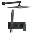 thumbnail image 1 of JERFIT 10-inch Matte Black Brass Dual Shower System with Rainfall Shower Head, Handheld Sprayer, Rough-in Valve & Diverter Switch, 1 of 8