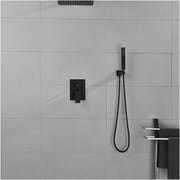 JERFIT 10 inch Rain Shower Head Combo Set, Matte Black Wall Mounted Luxury Rainfall Shower System, Heavy Duty Solid Brass