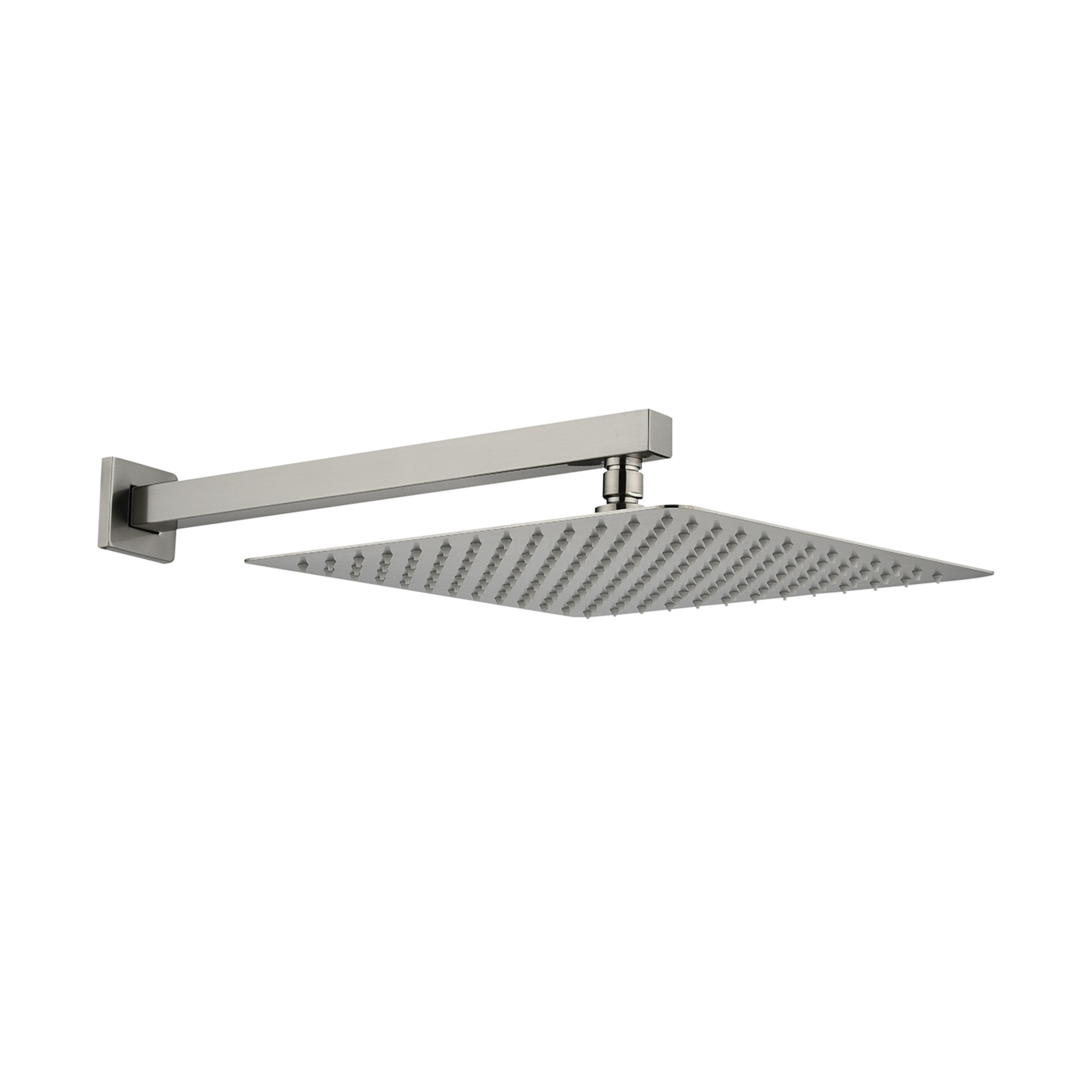 JERFIT 10 inch Square Rain Shower Head, Wall Mount Brushed Nickel Stainless Steel Rainfall Showerhead with Easy Installation and Self-Cleaning Nozzles