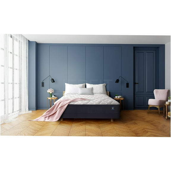 JERFIT 11.5" Full Size Hybrid Mattress, Plush Feel, Cooling Gel Memory Foam, Reinforced Edge Support, Motion Isolation, CertiPUR-US Certified, White and Blue