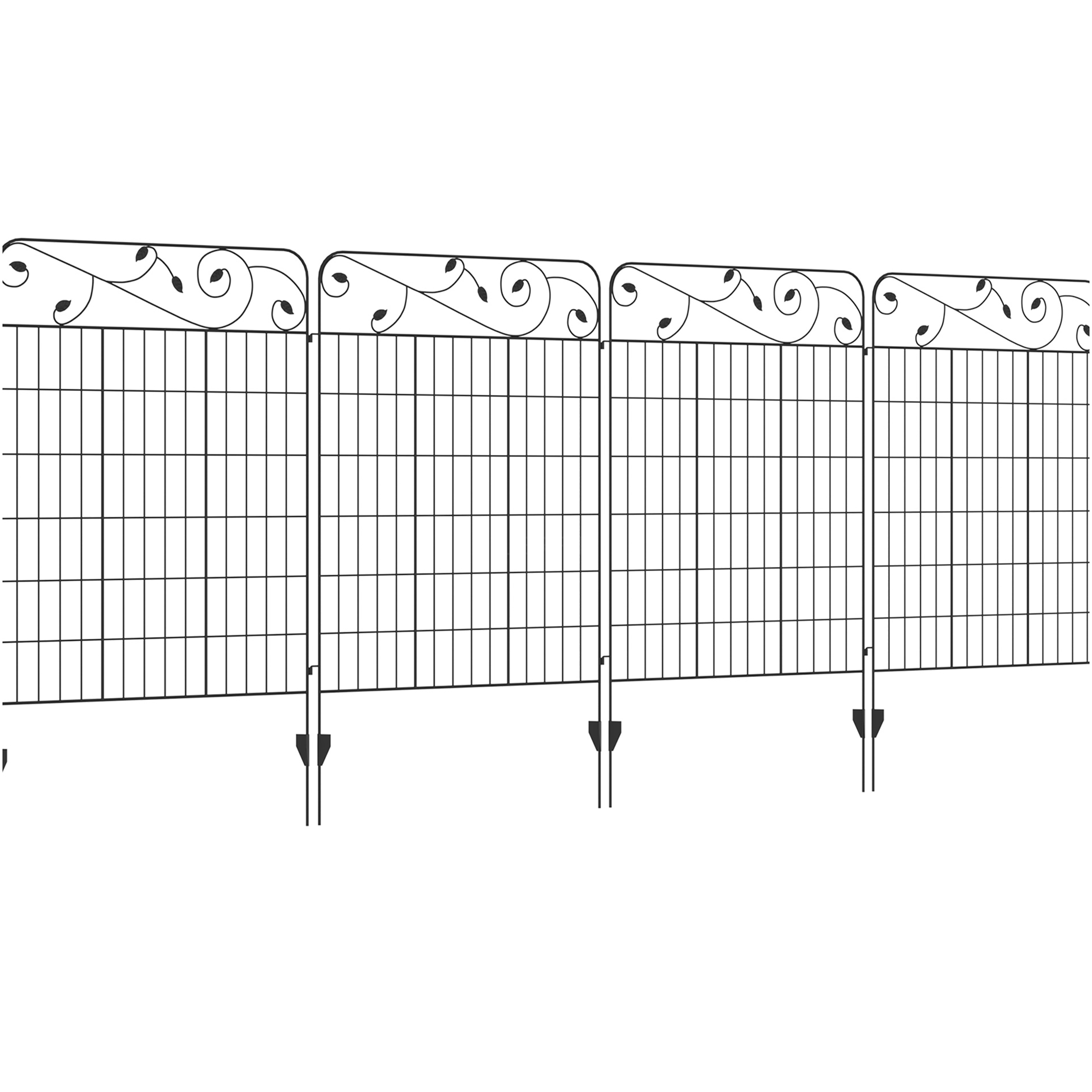 JERFIT 11.5ft 4-Pack Black Steel Garden Fence Panels, 43" Height Decorative Outdoor Wire Fencing for Animal Barrier, Yard Landscape & Flower Bed Edging