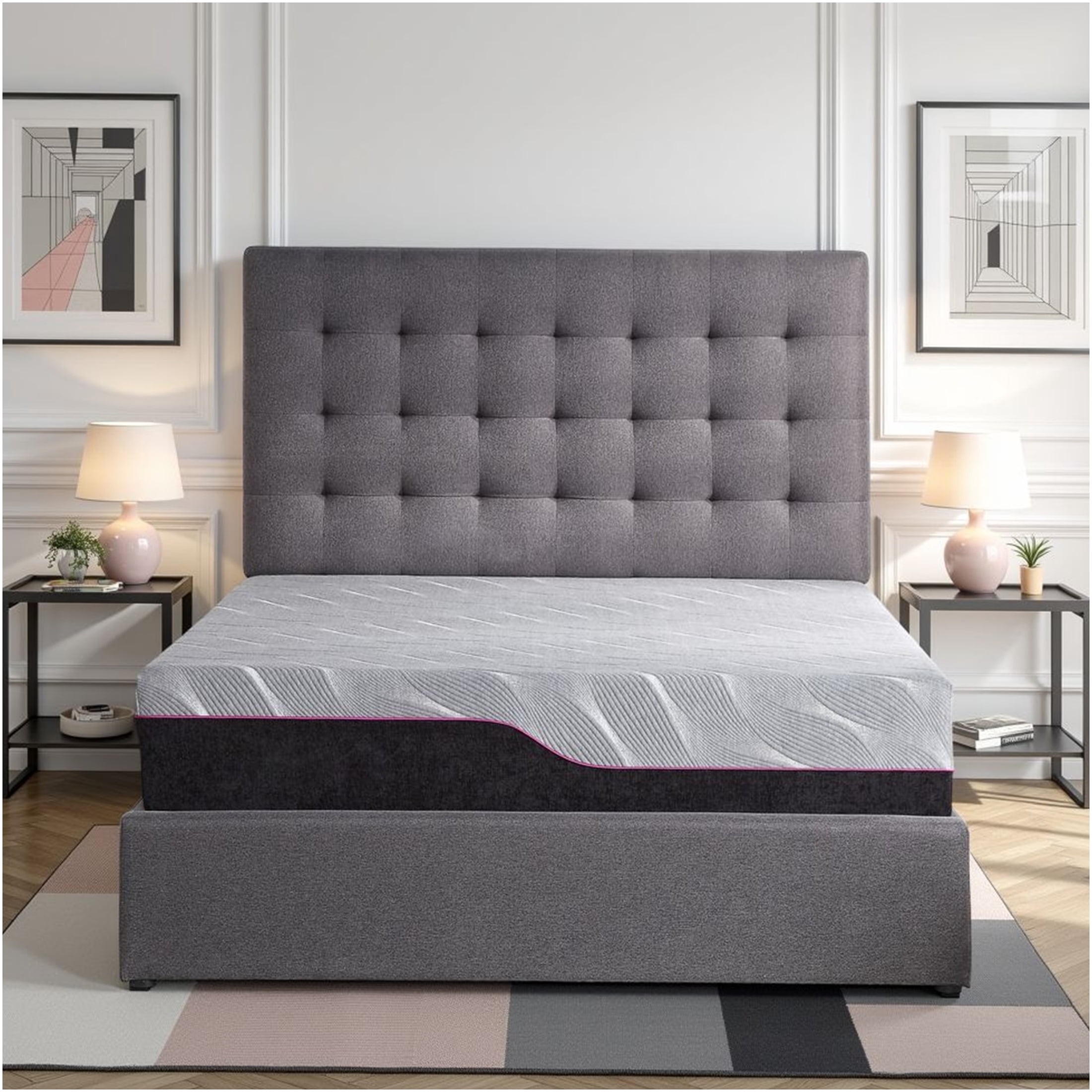 JERFIT 11" California King Cooling Gel Memory Foam Mattress, Medium Firm, Grey, 4-Layer Support, CertiPUR-US Certified, Motion Isolation, Pressure Relief