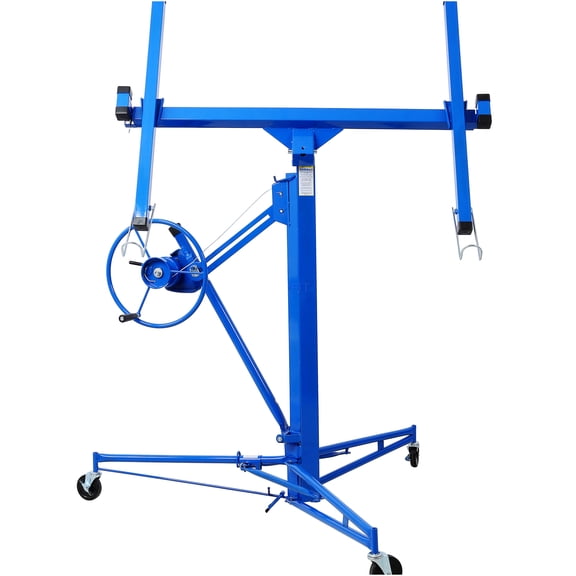 JERFIT 11 ft Drywall Lift Hoist for Ceiling & Wall, 150 lbs Capacity, Blue Drywall Panel Jack Lifter with Wheels & Brake, Foldable for Easy Storage & Transport