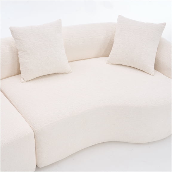 JERFIT 110" Modular Curved Sectional Sofa Sleeper, Plush Chenille Upholstery, No Assembly Required, Foam & Spring Cushioning for Modern Living Room