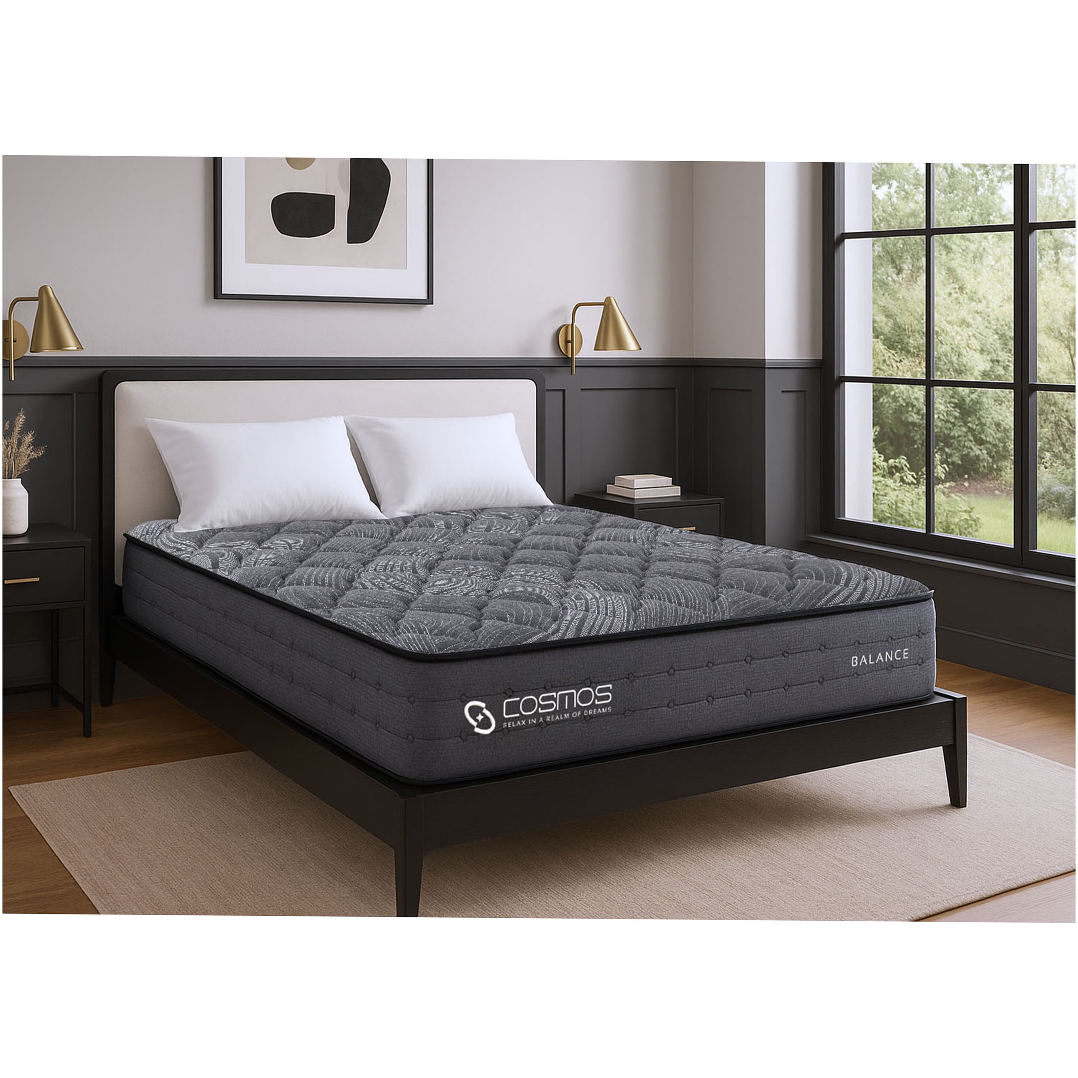 JERFIT 12" California King Hybrid Mattress, Gray Memory Foam and Pocket Innerspring for Cool Sleep & Support, Medium Firm, Bed-in-a-Box