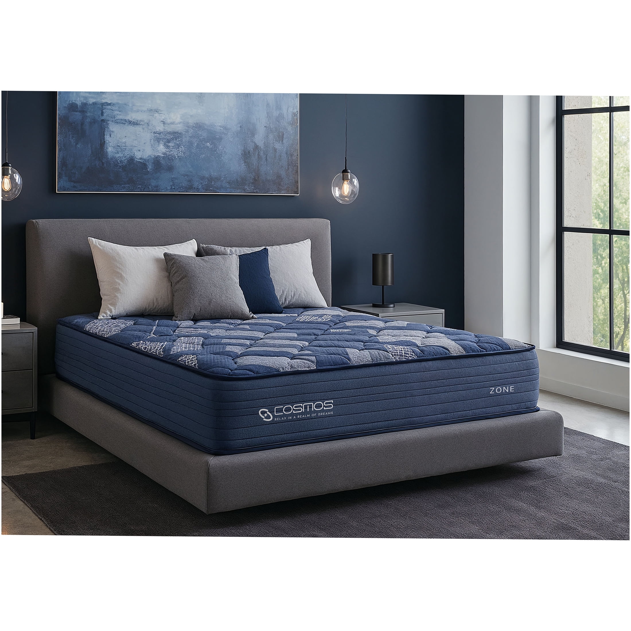 JERFIT 12 Inch Full Size Pocket Coil and Memory Foam Hybrid Mattress, Medium Firm Support with Cooling Cover, Roll Packed for Easy Setup