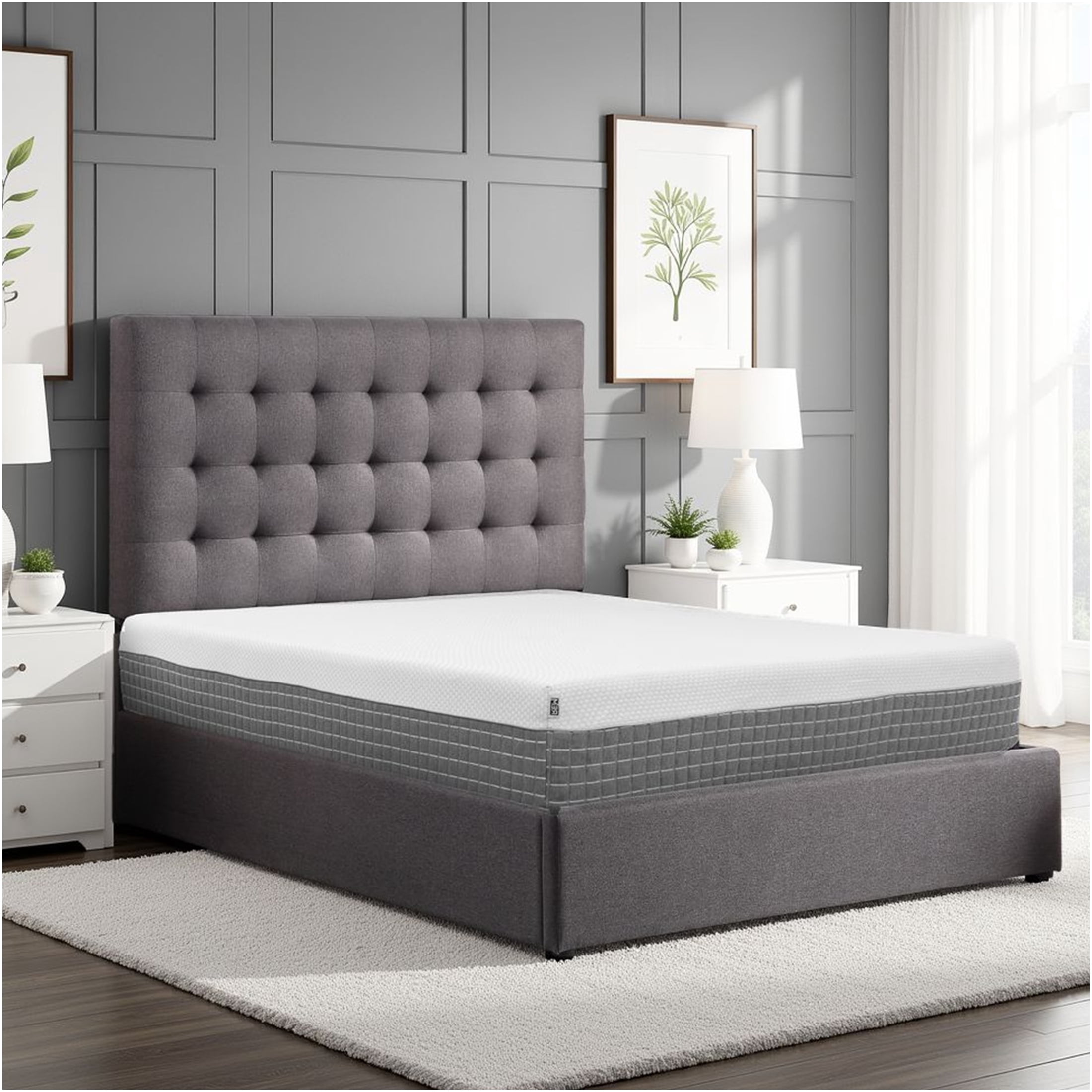 JERFIT 12 Inch Hybrid Twin Mattress, Medium Plush Feel, Gel Infused Memory Foam Pocketed Coils for Cool Sleep, CertiPUR-US Certified, Motion Isolation, Adjustable Base Friendly