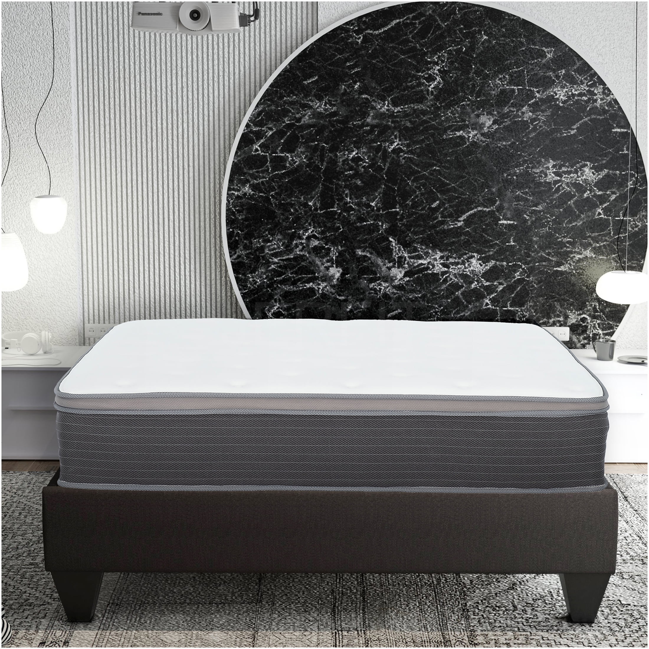 JERFIT 12 Inch King Hybrid Mattress, Plush Euro Pillow Top, Gel Memory ...