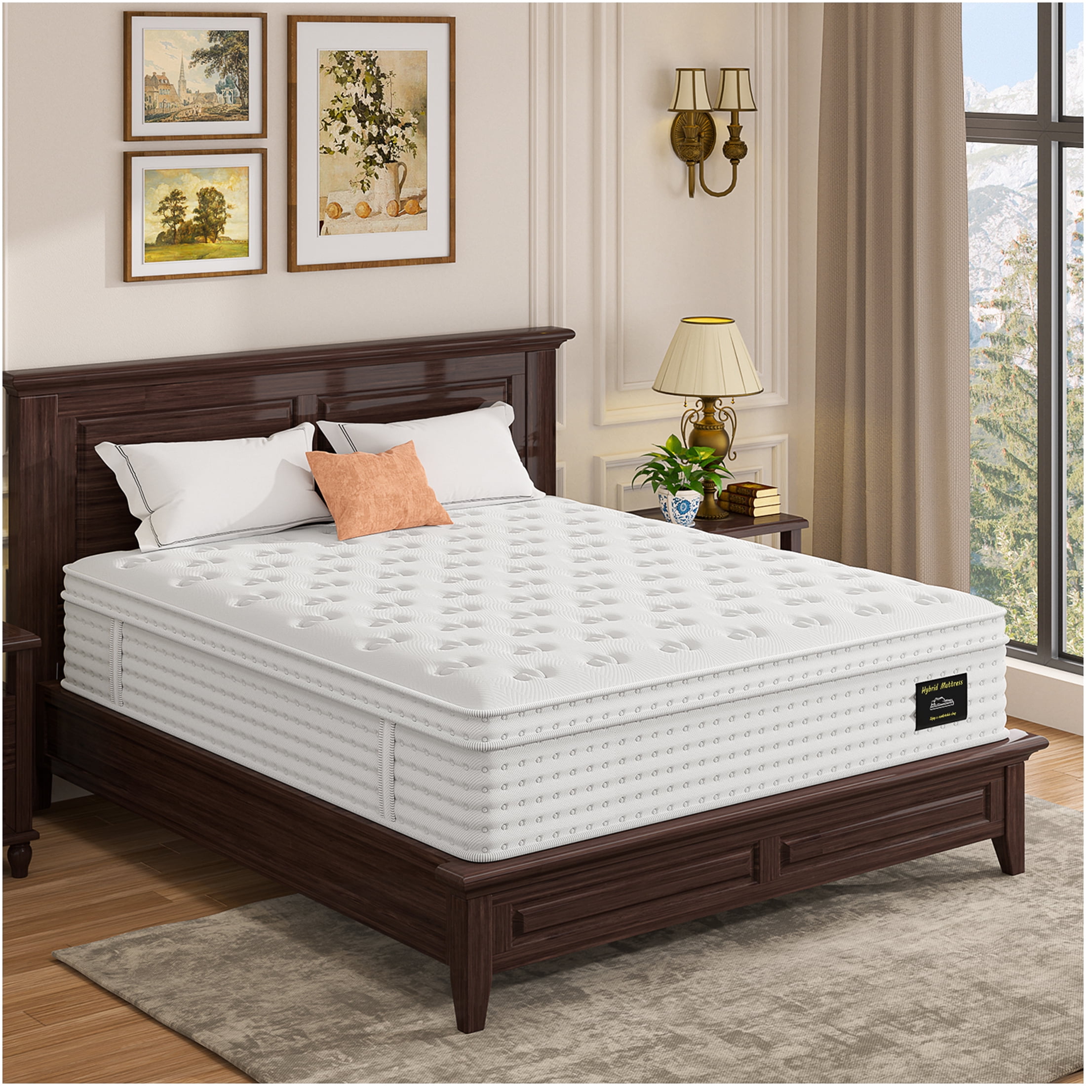 JERFIT 12 Inch King Size Hybrid Mattress, Memory Foam and Pocket Innerspring, Fiberglass-Free, Pressure Relief, Motion Isolation, Bed-in-a-Box