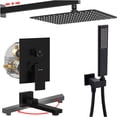 thumbnail image 1 of JERFIT 12 Inch Matte Black Shower System with Rain Shower Head & Handheld Spray, Pressure Balance Valve, Wall Mounted Bathroom Faucet Set in Modern Finish, 1 of 8