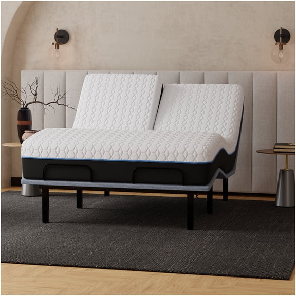 JERFIT 12 Inch Queen Cooling Gel Memory Foam Mattress, CertiPUR-US Certified, Split Top Design, Medium Firm, Motion Isolation, Pressure Relief, Breathable Cover, White+Black