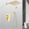 thumbnail image 1 of JERFIT 12 Inch Rain Shower Head System Brushed Gold Wall Mounted Luxury High Pressure Showerhead with Self-Cleaning Nozzles, Solid Brass Construction, 1 of 9