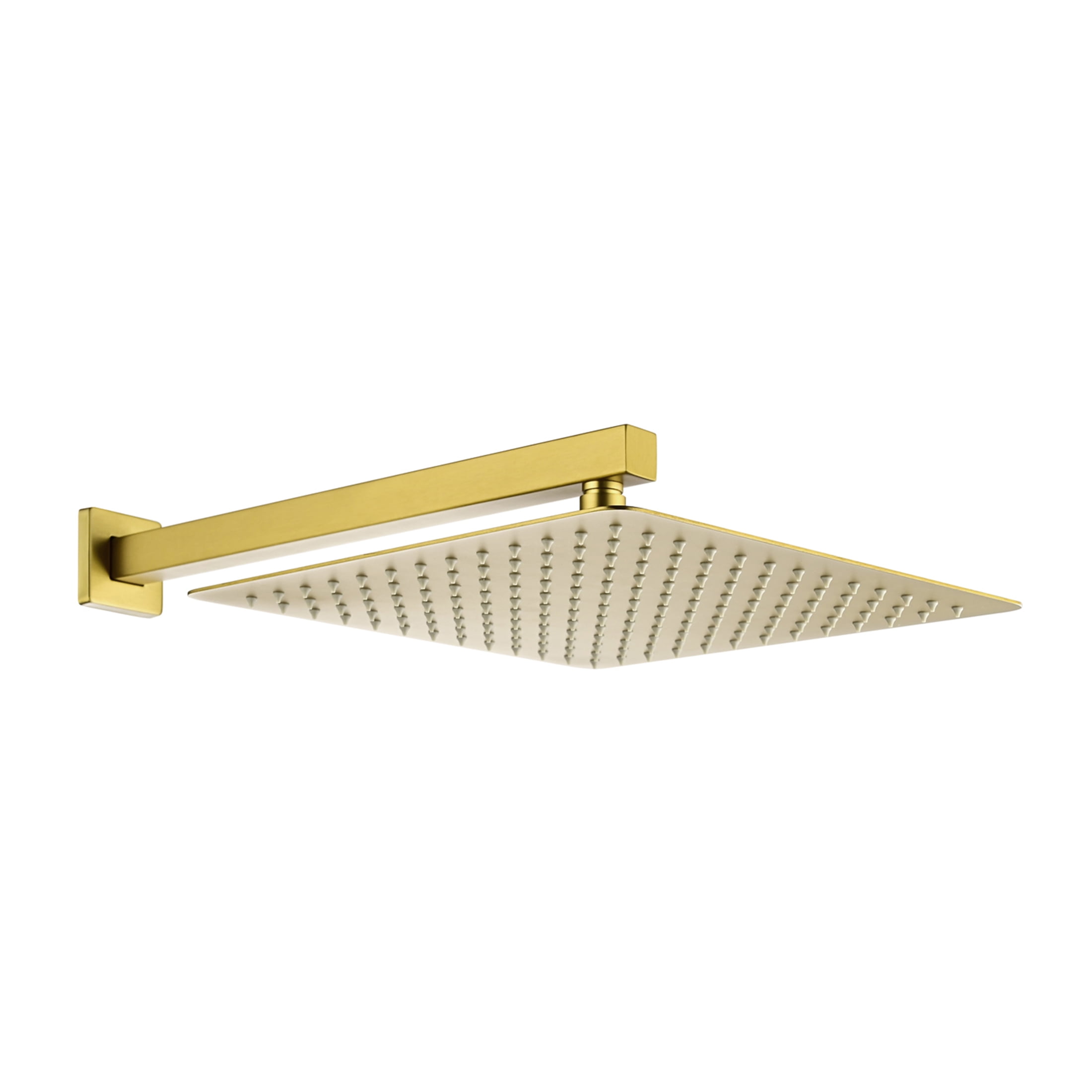 JERFIT 12 Inch Square Rain Shower Head Wall Mount, Brushed Gold Stainless Steel, High Pressure Rainfall Showerhead with Easy Installation