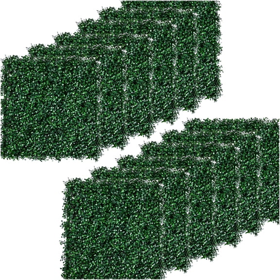 JERFIT 12-Pack Artificial Grass Wall Panels, 20"x20" PE Boxwood Privacy Fence Screening for Outdoor & Indoor, Garden Balcony Patio Decor, UV Resistant & Weatherproof Green Hedge Tile