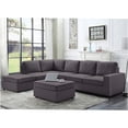 thumbnail image 1 of JERFIT 120 Inch Modular Sectional Sofa with Ottoman, Dark Gray Linen Fabric, Reversible Chaise, Configurable Couch for Living Room, 1 of 5