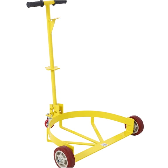 JERFIT 1200 lb Capacity 55 Gallon Steel Drum Dolly Roller Cart, Low Profile Yellow Barrel Mover Caddy for Oil, Trash, & Chemical Drums