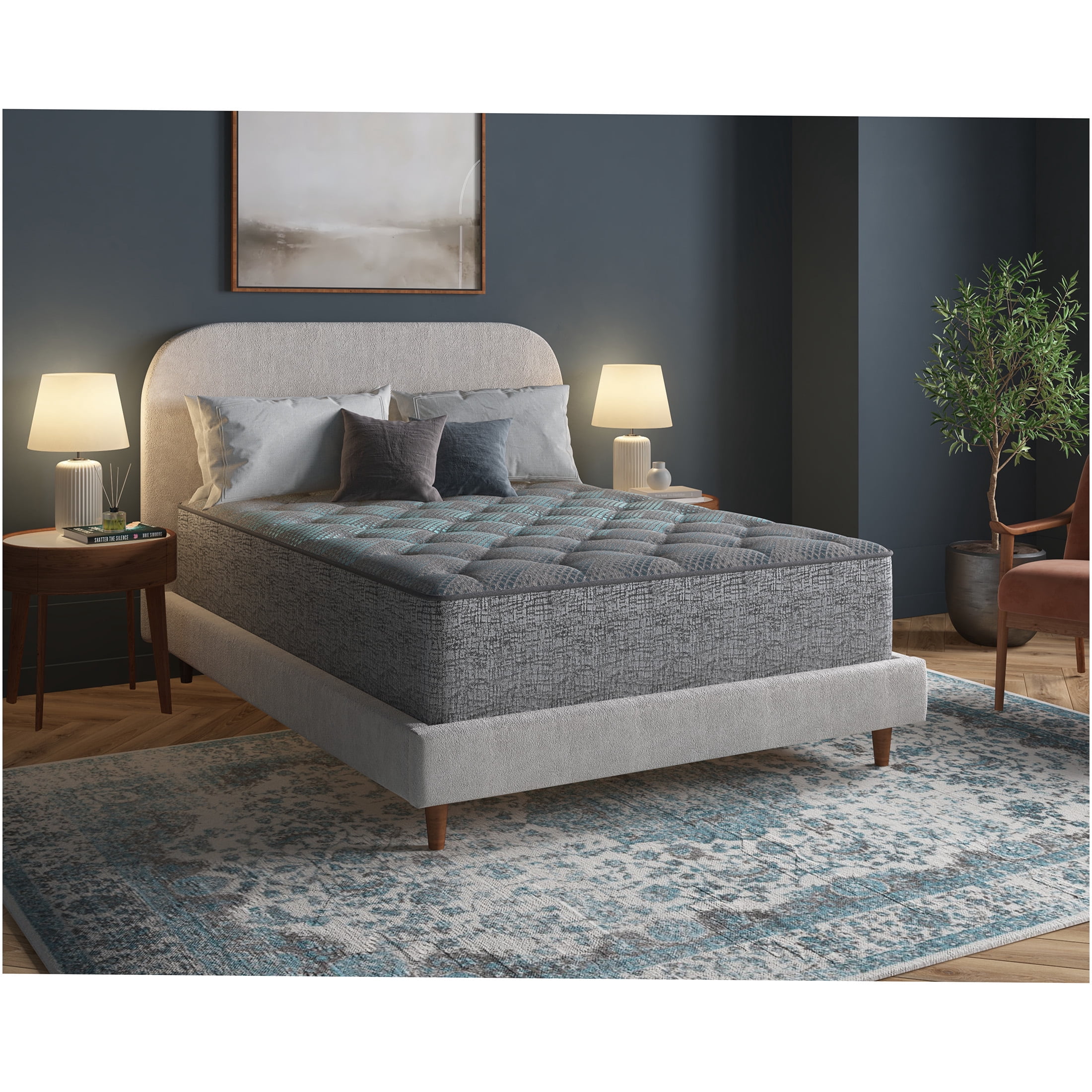 JERFIT 13" California King Hybrid Mattress, Plush Feel, Cooling Gel Memory Foam, Pocket Coils for Motion Isolation, Grey Blue