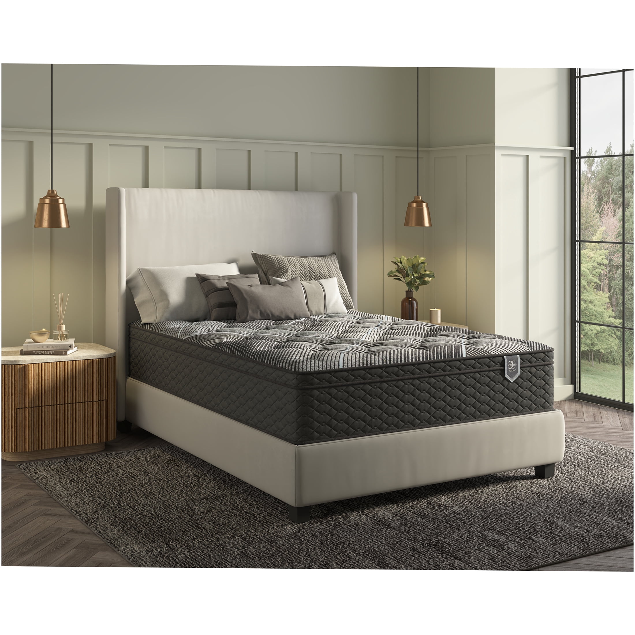 JERFIT 13" Plush Hybrid Cooling Mattress, California King, Black - Gel Memory Foam Pocket Coils for Support Pressure Relief