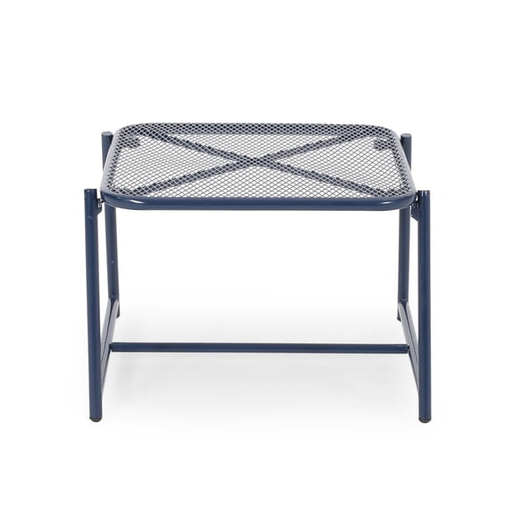 JERFIT 13 inch Outdoor Side Table, Navy Blue Iron End Table with Mesh Top, Small Patio Coffee Table for Garden, Poolside, Porch, Balcony