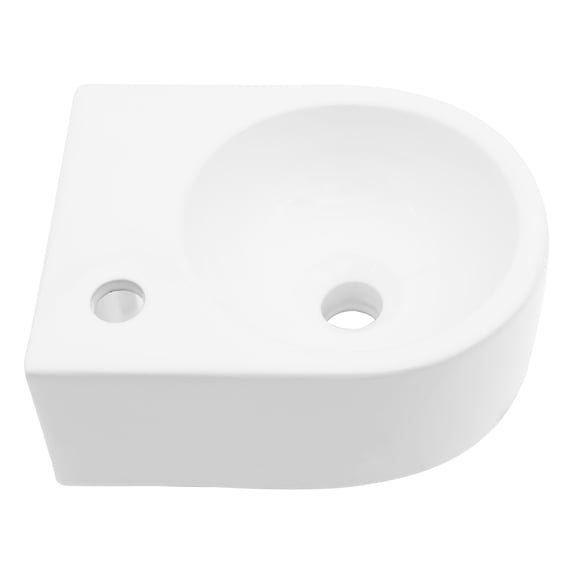 JERFIT 13x10.44 Inch Wall Mount Ceramic Bathroom Sink, White Rectangular Vessel Vanity Basin with Single Faucet Hole, Floating Design for Modern Space Saving