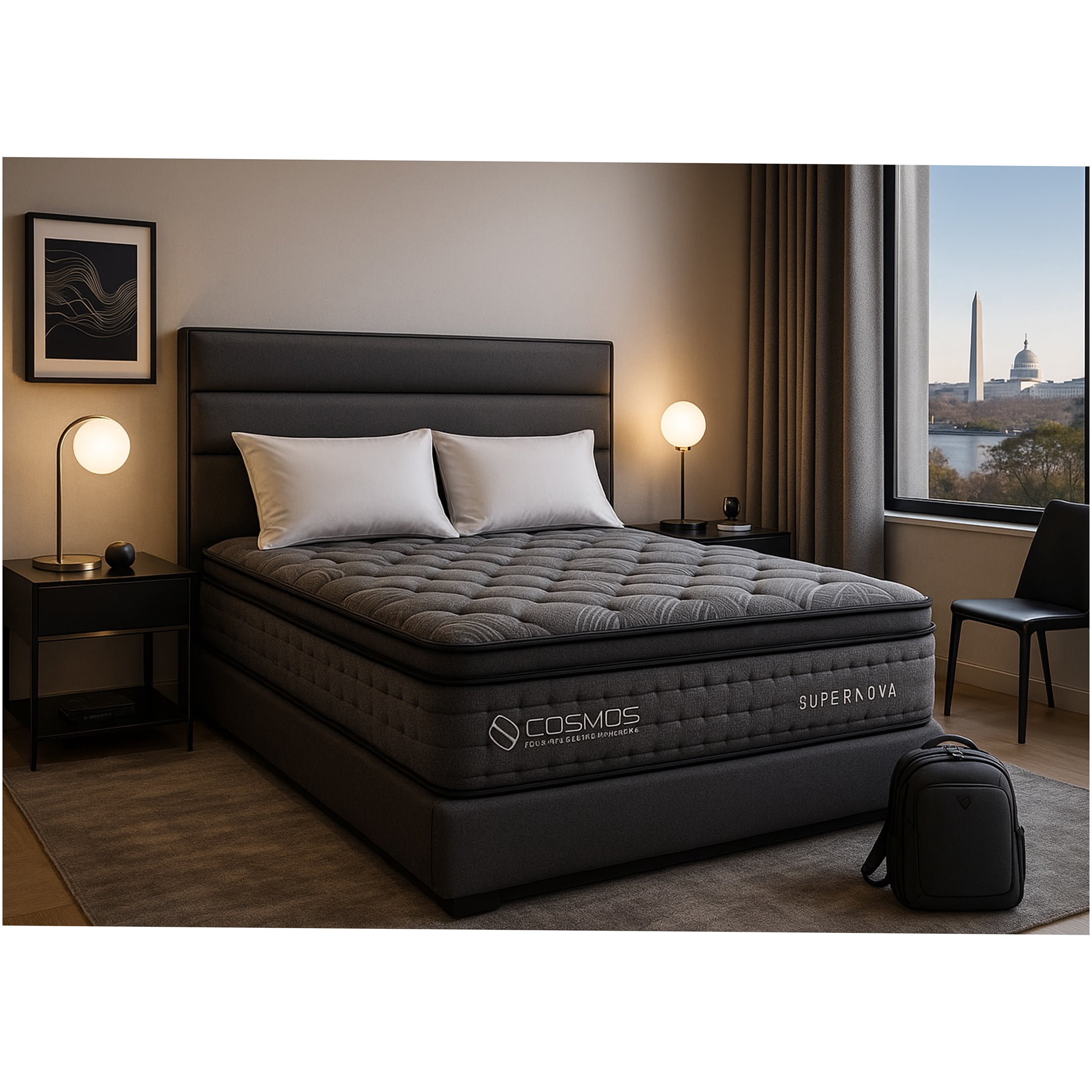JERFIT 14 Inch King Size Hybrid Mattress, Gray Memory Foam and Pocket Springs for Pressure Relief Support, Medium Firm Feel, Rolled Compressed in Box