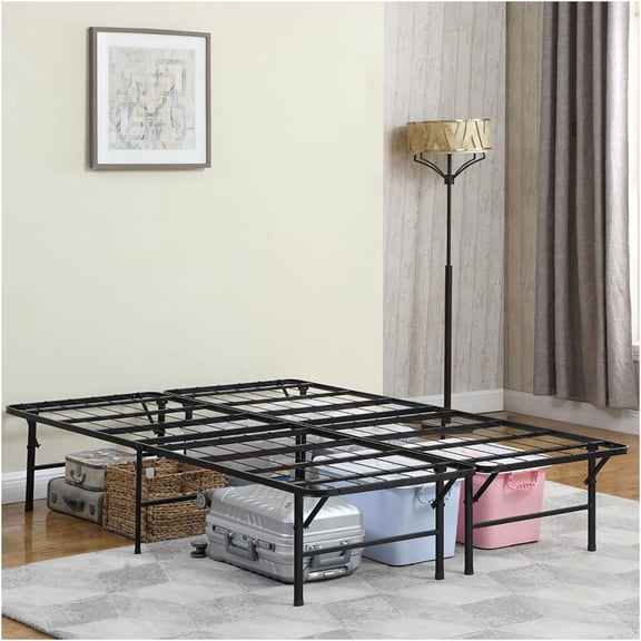 JERFIT 14 Inch Queen Size Metal Bed Frame with Heavy Steel Construction, Black Platform Mattress Foundation, No Box Spring Needed, Noise Free Underbed Storage Space