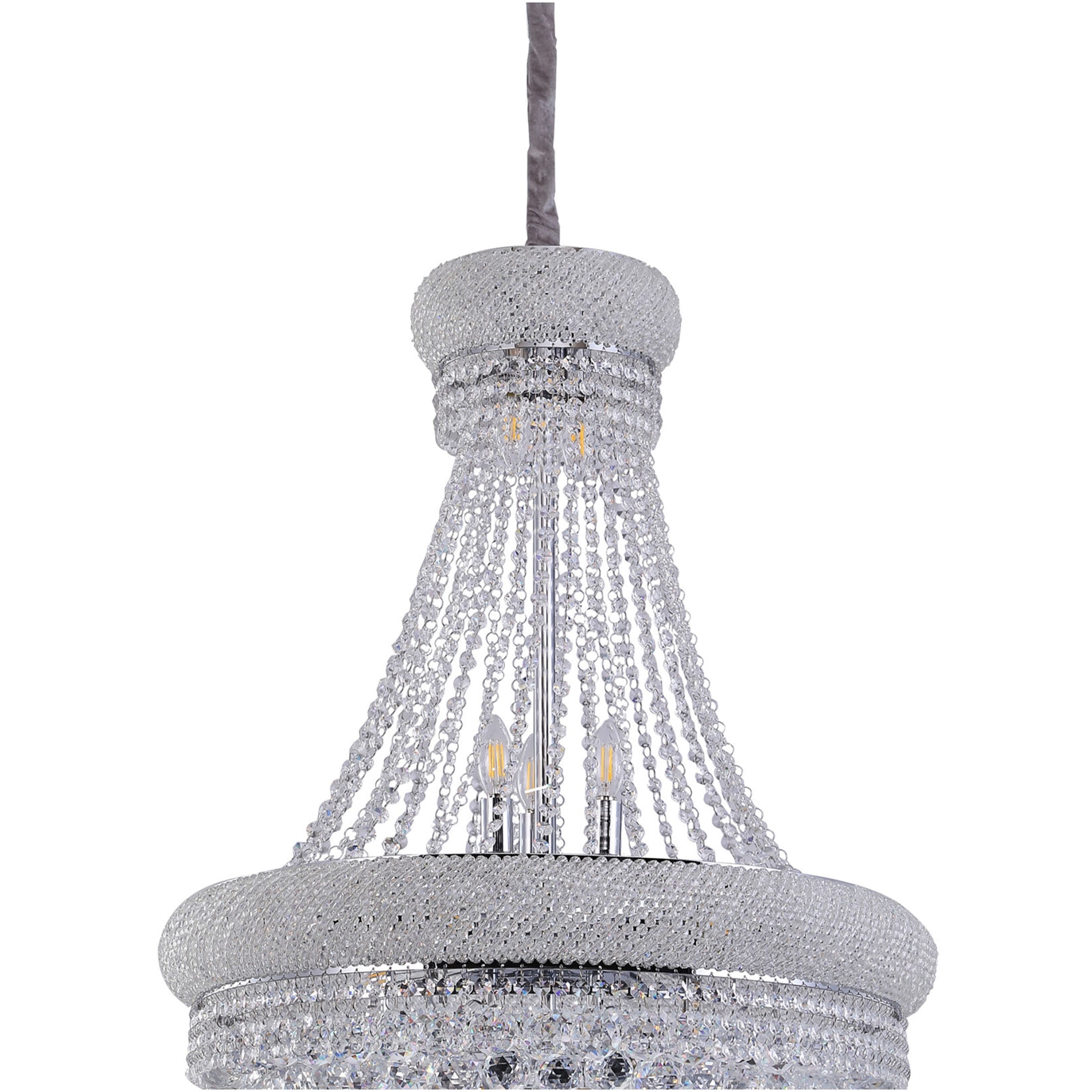 JERFIT 14-Light Crystal Chandelier for Dining Room, Silver Empire Ceiling Light Fixture with K9 Crystals for Living Room, Hallway