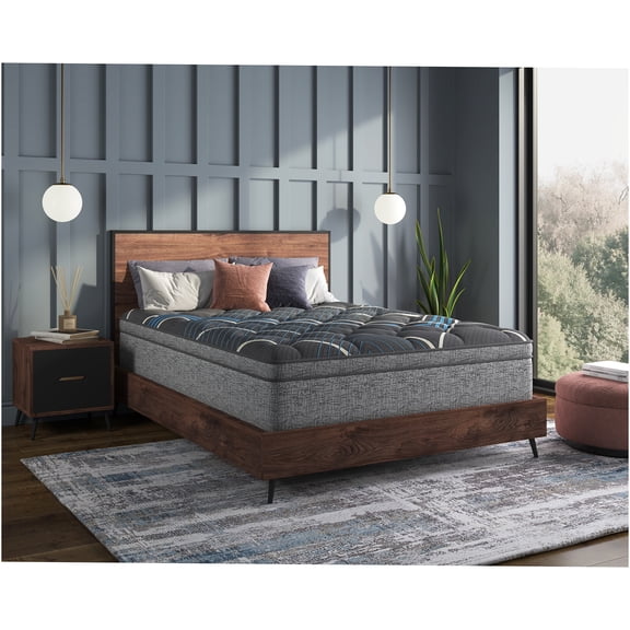 JERFIT 15 Inch Queen Hybrid Mattress, Euro Top Plush Feel, Cooling Gel Memory Foam, Pocketed Coils for Motion Isolation, Edge Support, GreyBlue