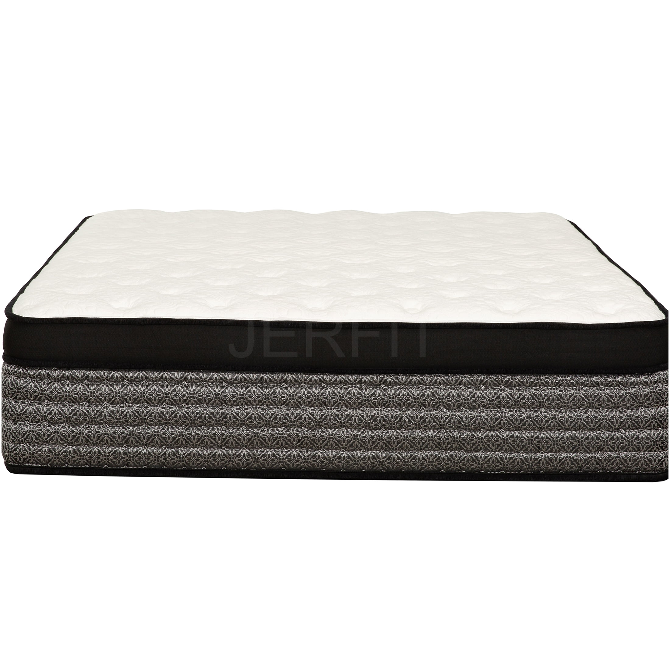 JERFIT 16 Inch King Size Hybrid Mattress, Euro Top with Cooling Gel Memory Foam Pocket Springs for Motion Isolation, CertiPUR-US Certified, Plush Feel, White