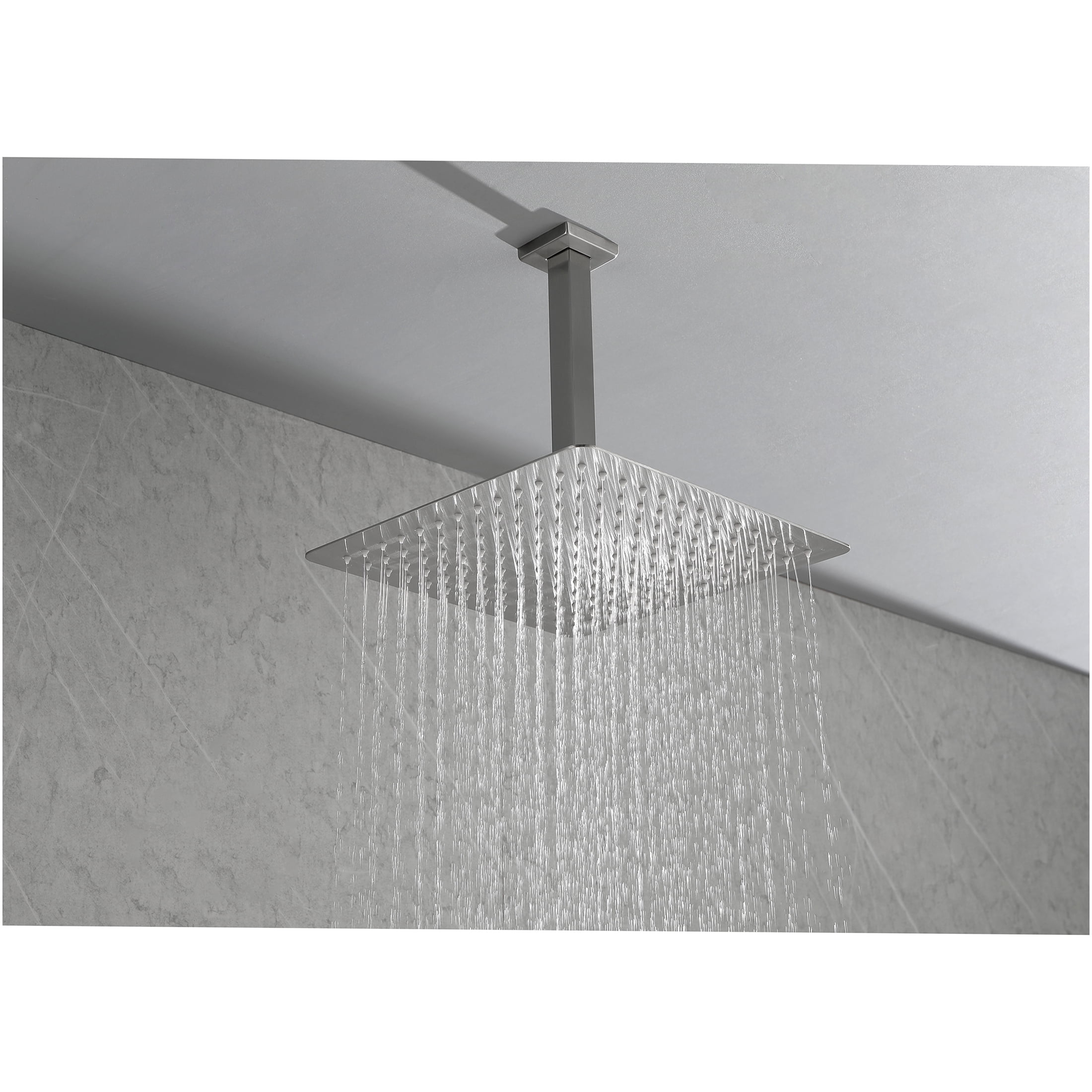JERFIT 16 inch High Pressure Rain Shower Head, Brushed Nickel Stainless Steel Shower Panel with Self-Cleaning Nozzles, Wall Mount Waterfall Showerhead for Full Body Coverage