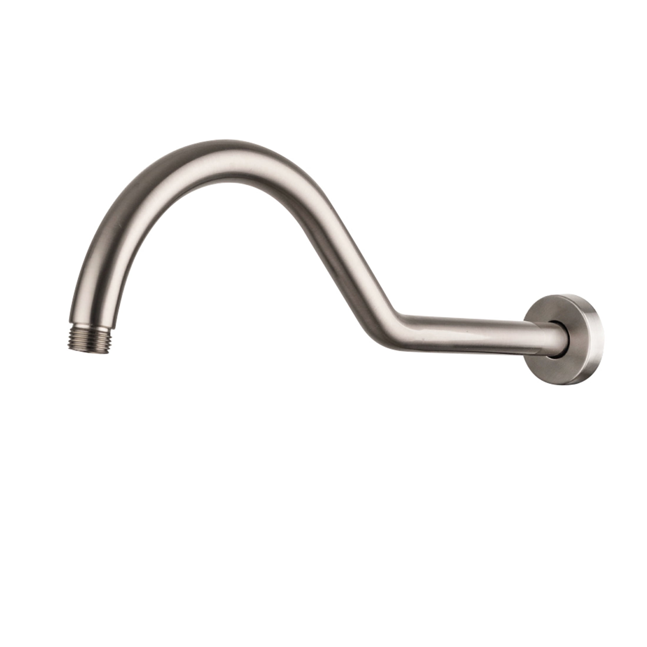 JERFIT 17 Inch Adjustable Shower Arm with Flange, Brushed Nickel Finish, SUS304 Stainless Steel, Angled Extension Arm for Rainfall Showerhead, Tool-Free Installation, Leak-Proof