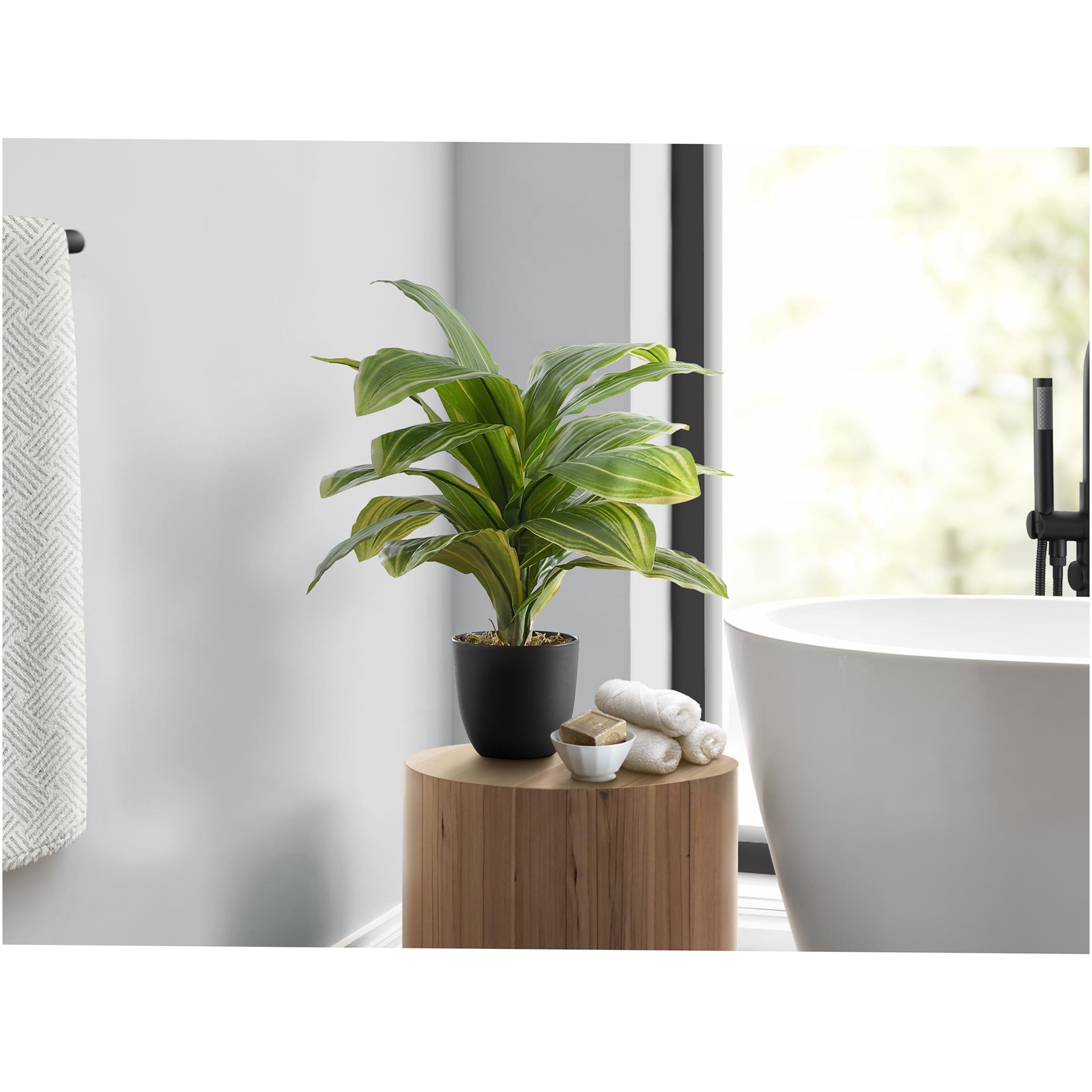 JERFIT 17" Real Touch Artificial Dracaena Plant in Pot, Faux Tabletop Greenery for Home Office Desk Decor, Low Maintenance Indoor Fake Plant